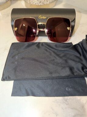 Cartier Gold Frame Sunglasses with red Lenses